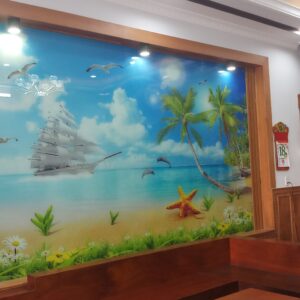 Tranh kính 3D UV bảo hành 5 năm ,mẫu và kích thước theo yêu cầu của khách hàng